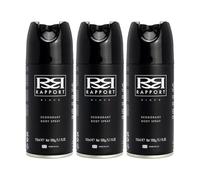 Rapport Deodorant Body Spray, Every-Day Fragrance for Him, Multi-Pack, 3 x 150ml (Black)