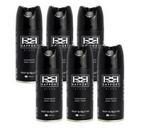 Rapport Deodorant Body Spray For Him, Black, 6 x 150ml | Aromatic and Woody Fragrance, For Him, Easy Appication, Generous Size, Iconic Fragrance