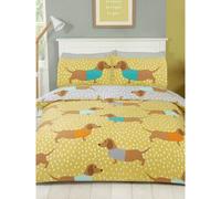 Rapport Dolly Dachshund Duvet Cover Set in Yellow | Size: Single Rapport Yellow Single