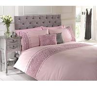 Rapport Duvet Quilt Cover Set Bedding Raised Rose & Ribbon Polycotton, Cotton and Polyester