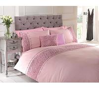 Rapport Duvet Quilt Cover Set Bedding Raised Rose & Ribbon Polycotton, Cotton and Polyester