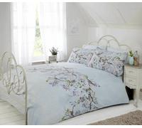 Eloise Duvet Cover Set - Duck Egg, Polyester-Cotton, Floral Foliage Pattern, Single