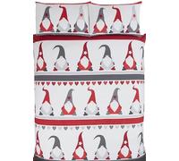 Rapport Festive Gonks Duvet Cover Christmas Bed Set, White, 3pcs, Double