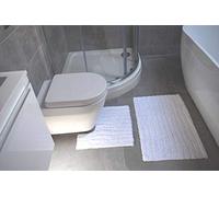 Rapport Finley Bath Set, 100%-cotton, White, Bathmat (50x80cm), Pedestal mat (50x50cm),FINLBS-2-PC-WHIT