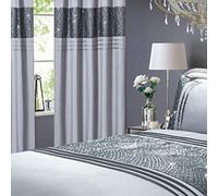 Rapport Fully Lined Sequin Eyelet Ring Top Curtains, Polyester, Grey, 66 x 72