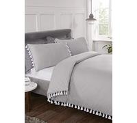 Grey Tassel Double Duvet Cover Set Quilt Cover Bedding Set