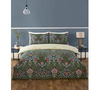 King Heritage Flora Microfibre Reversible Duvet Cover Set - Navy Rapport Home Navy Double