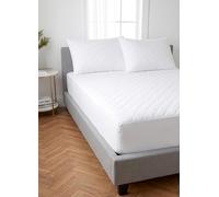 Rapport Home 100% Cotton Breathable Quilted Protector Super King Bed Percale Mattress Protector - Soft Cooling White Mattress Cover, Extra Deep 40cm Durable Fitted Skirt