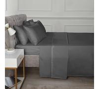 Rapport Home 16" Deep Flat Sheet 180TC Percale Sheet (Charcoal, Super King)