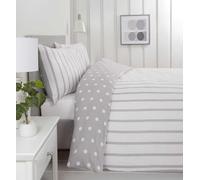Rapport Home 180 Threadcount Spots & Stripes Brushed Microfibre Duvet Cover Set Double Grey