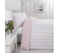 Rapport Home 180 Threadcount Spots & Stripes Brushed Microfibre Duvet Cover Set Single Blush, Pink
