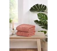 Rapport Home 2-Pack Linear Hand Towels | 50x85cm 100% Cotton 500GSM | Absorbent & Soft Bathroom Towel Set | Oeko-Tex Certified | Rose Red