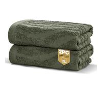 Rapport Home 2-Pack Safari Hand Towels | Forest Green | 50x85cm 100% Cotton 500GSM | Absorbent & Soft Bathroom Towel Set | Oeko-Tex Certified