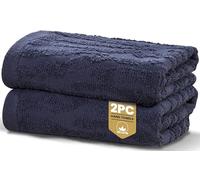 Rapport Home 2-Pack Safari Hand Towels | Midnight Blue | 50x85cm 100% Cotton 500GSM | Absorbent & Soft Bathroom Towel Set | Oeko-Tex Certified