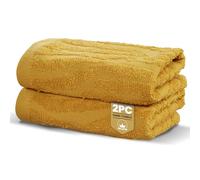 Rapport Home 2-Pack Safari Hand Towels | Mustard Yellow | 50x85cm 100% Cotton 500GSM | Absorbent & Soft Bathroom Towel Set | Oeko-Tex Certified