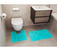 Rapport Home 2 Piece Tile Bath Mats Set Cotton Aqua