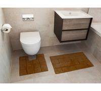 Rapport Tile Bath and Pedestal Mat Set, Cotton, Chocolate,80 x 50 x 2 cm