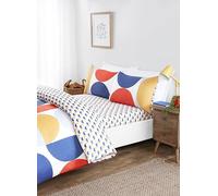 Rapport home 3 Piece Bedding Set with Fitted Sheet - Single Duvet Cover Set + Matching Pillowcase, Reversible Baltimore Geometric Quilt Cover, Soft Microfibre Multi-Color Bed Linen