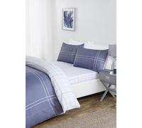 Hudson Microfibre Polyester Check Complete Duvet Set With Pillowcase Rapport Home Mid Navy Double