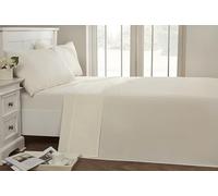 Rapport Home 56 Pick Flat Sheet, Polycotton, Cream, King