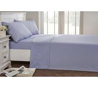 Rapport Home 56 Pick Flat Sheet, Polycotton, Sky, Double