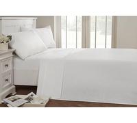 Rapport Home 56 Pick Flat Sheet, Polycotton, White, Double