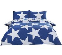 Rapport Stars Reversible Duvet Cover Bed Set, Polycotton Navy,2 pieces, Single,Blue