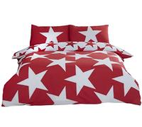 Rapport Stars Reversible Duvet Cover Bed Set, Polycotton Red, Double
