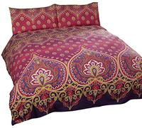 Rapport Home Duvet Cover Set - Ruby Indian Mandala Inspired Bedding Set Easycare Soft Double Size Quilt Cover Set (200 x 200 cm)