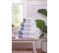 Rapport Home Azure Edge Towels 6 Piece Pure Cotton Bale Set in Cool White Rapport Home Cool White