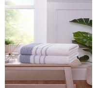 Rapport Home Azure Stripe Pure Cotton Face, Hand, Bath Towel & Bath Sheet Set in Cool White Rapport Home Cool White