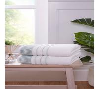 Rapport Home Azure Stripe Pure Cotton Face, Hand, Bath Towel & Bath Sheet Set in Soft White Rapport Home Soft White