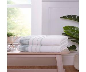 Rapport Home Azure Stripe Pure Cotton Face, Hand, Bath Towel & Bath Sheet Set in Soft White Rapport Home Soft White Bath Sheet