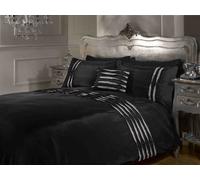 Rapport Home Belle Amie Diamante Luxury Style Duvet Cover Quilt Bedding Set with Matching Pillowcases, Black, Single