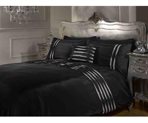 Rapport Home Belle Amie Diamante Luxury Style Duvet Cover Quilt Bedding Set with Matching Pillowcases, Black, Single