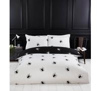 Rapport Home Monochrome Microfibre Double Duvet Cover Set, Black Spider Reversible Bedding Set