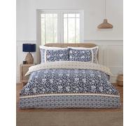 Rapport home Blue King Size Duvet Cover Set - Reversible Floral Easy Care Single Microfibre Bedding