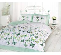 Rapport Home Butterfly Flutter Polycotton Duvet Cover With Pillowcase in Light Green | Size: King Rapport Home Light Green King