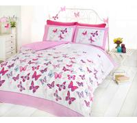 Rapport Home Butterfly Flutter Polycotton Duvet Cover With Pillowcase in Pink | Size: King Rapport Home Pink King