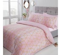 Rapport Home Calvin Polycotton Duvet Cover Set With Pillowcase in Dusty Pink | Size: King Rapport Home Dusty Pink King