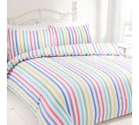 Candy Stripe Bed Cover Duvet Cover Set with Pillowcase Rapport Home White Double