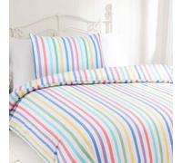 Rapport Home Candy Stripe Single Multicolour Brushed Cotton Duvet Set - Wilko
