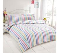 Rapport Home Candy Stripe Super King Duvet Cover Set - 100% Cotton, Multicolour Striped Pattern, Easy Care Bedding for Kids & Adults