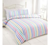 Rapport Home Candy Stripe Super King Duvet Cover Set - 100% Cotton, Multicolour Striped Pattern, Easy Care Bedding for Kids & Adults