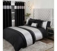 Rapport Home Capri Super King Black and Silver Velvet Duvet Set - Wilko