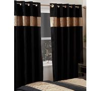 Rapport Home Capri Fully Lined Eyelet Curtains Pair in Gold | Size: 180 cm width x 165 cm drop Rapport Home Gold 180 cm width x 165 cm drop