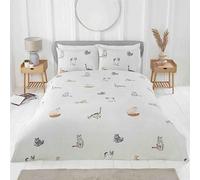 Purrfect Cats So Soft Duvet Quilt Cover Set Grey/Natural