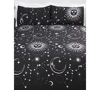 Rapport Home Celestial Duvet Cover Bed Set, Polycotton, Black, 3pcs, King