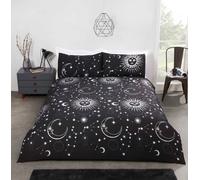 Rapport Home Celestial Stars Polycotton Reversible Duvet Cover Set with Pillowcase in Black | Size: Single Rapport Home Black Single
