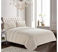Rapport home Charlotte Embroidered Duvet Cover Set - Elegant Soft Beige Bedding with Delicate Floral Embroidery, Luxury Easy Care Quilt Cover & Pillowcases (King Size)